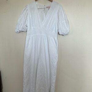 Hutch White Long Sleeve Eyelet jumpsuit 2x